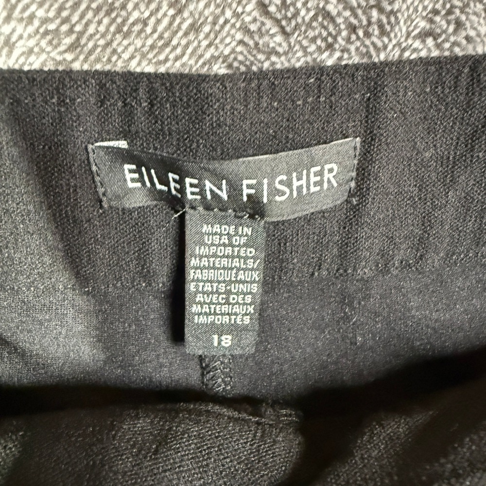 Eileen Fisher Pants Wide Leg Womens 18 Black Stretch Crepe Cropped - Picture 2 of 8
